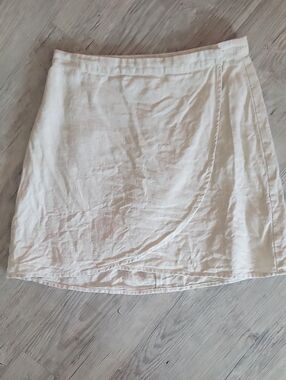 Reformation Cream Linen Mini Wrap Skirt Size 0